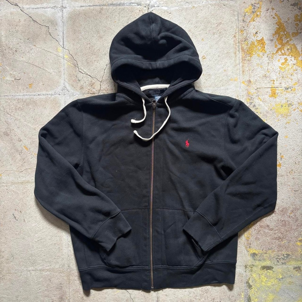 Polo Ralph Lauren Black Full-Zip Hoodie – Size XL